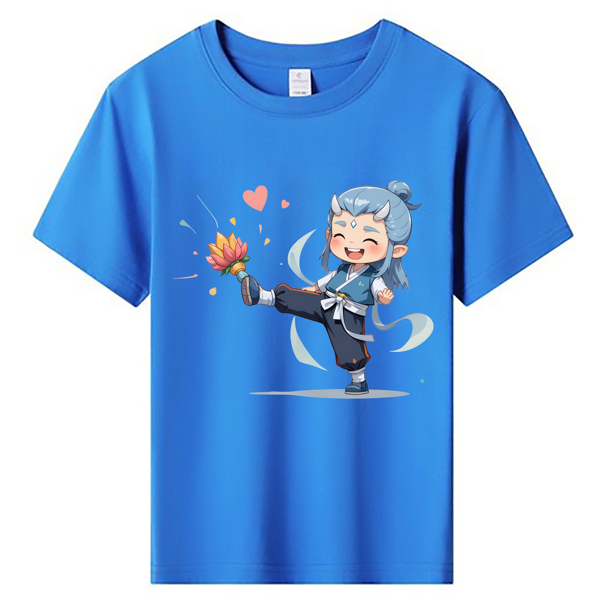 （画像用） Ne Zha 2 ナタ 魔童の大暴れ 綿100％キッズTシャツ（フロントプリント）